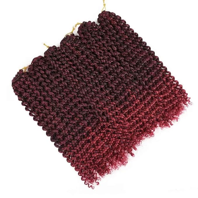6 Packs Passion Twists Hair 18inch Ombre Burgundy Water Wave Crochet Hair for Butterfly Soft Locs Synthetic Crochet Hair Passion Twist Long Bohemian Locs Braiding Hair Extensions (18" 6packs T1B/BUG#)