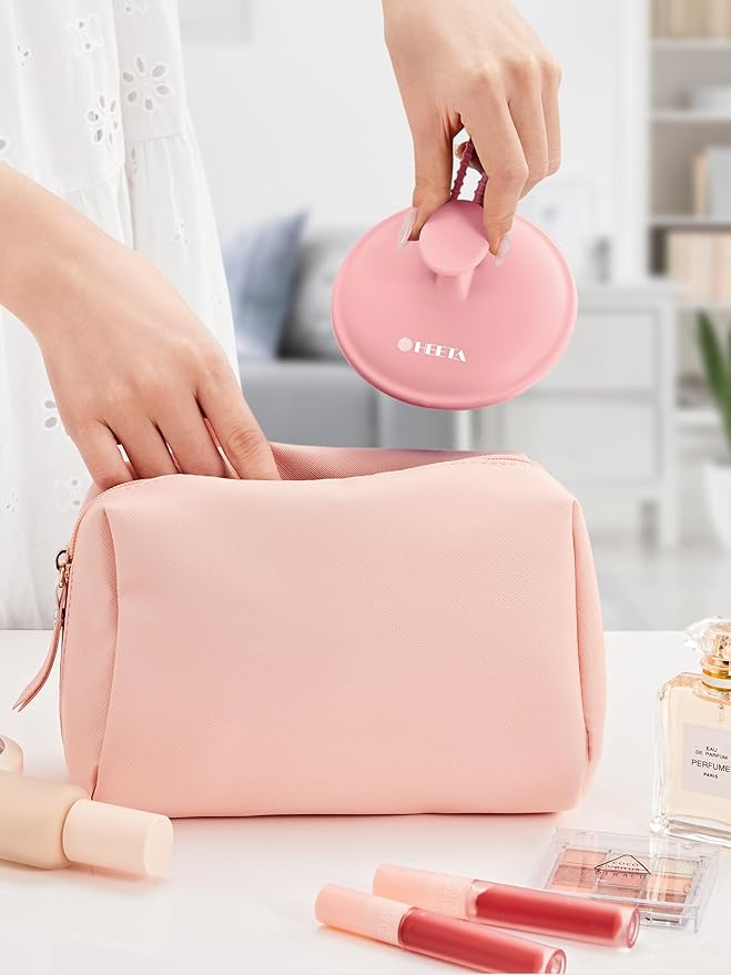 HEETA Scalp Massager Shampoo Brush with Silicone Bristles for Dandruff Removal Scalp Care & Hair Growth, Scalp Scrubber for All Hair Types, Head Massager Stress Relax, Upgraded Large Design,Pink