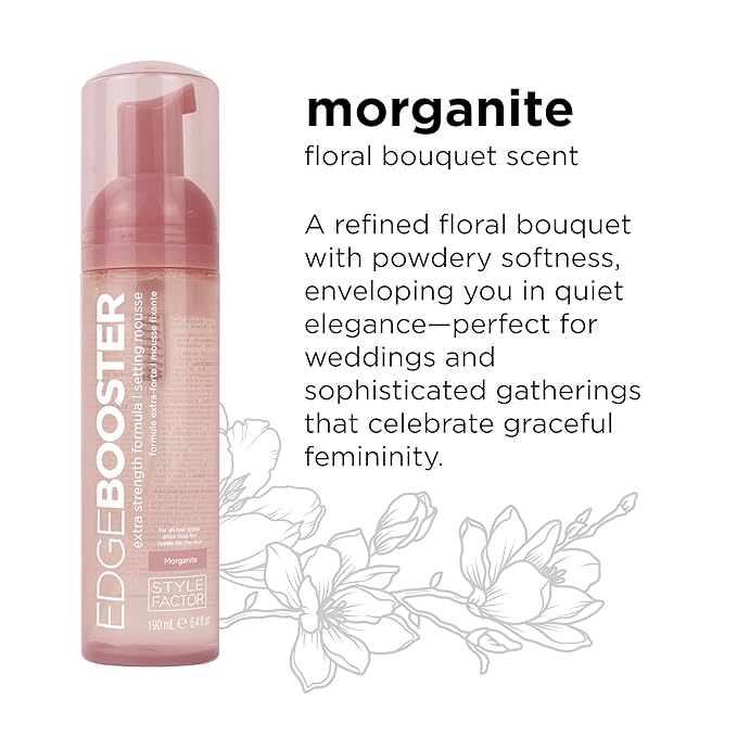 Style Factor EDGE BOOSTER Extra Strength Setting Mousse Travel Size โ Frizz Control, Extra Volume, and Conditioning โ 2.5oz Morganite Mousse for Curly Hair