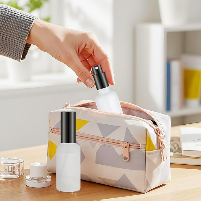 Roshtia 30 Pcs 1.69 Oz/ 50 ml Black Glass Spray Bottle Refillable Perfume Atomizer Clear Decorative Empty Bottles with Fine Mist Sprayer Pump for Face Body Travel