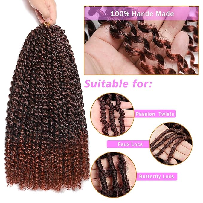 Passion Twist Hair 24 Inch 6 Packs Water Wave Crochet Hair Passion Twist Crochet Hair Synthetic Hair Extensions for Women(24Inch, T350#)
