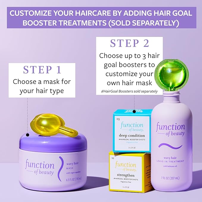 Function of Beauty Hair Mask for Wavy Hair - Sulfate-Free Deep Conditioning Hair Mask for Natural Wavy Texture & Restores Shine - Lightweight, Anti-Frizz & Prevents Breakage with Vegan Squalane