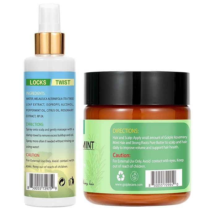 No-Water Braid Shampoo for Locs, Twists, Weaves - Rinse-Free Dreadlock Shampoo for Build-Up, Odor, Itch- Rosemary Mint Butter Braid Balm Scalp Sleeping Balm for Dry Scalp Strengthens Hair Roots&Bonnet