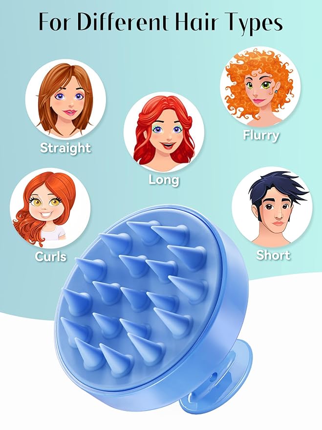 HEETA Shampoo Scalp Brush Massager Hair Growth, Scalp Scrubber with Soft Silicone Bristles for Hair Growth & Dandruff Removal, Hair Brush for Scalp Exfoliator, Royal Blue