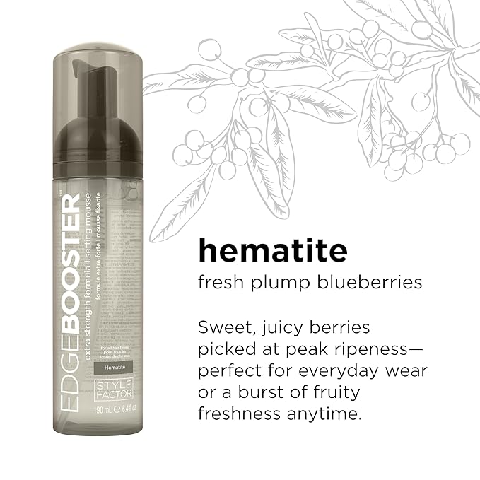 Style Factor EDGE BOOSTER Extra Strength Setting Mousse Travel Size – Frizz Control, Extra Volume, and Conditioning – 2.5oz Hematite Mousse for Curly Hair