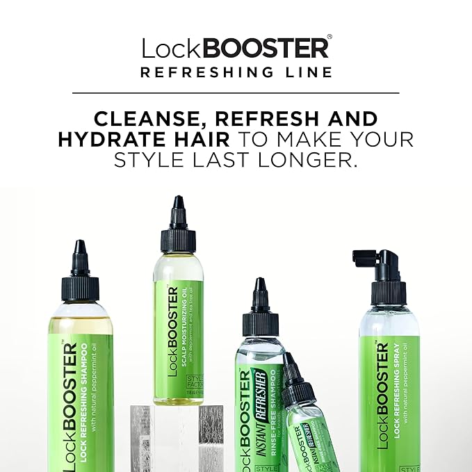 Style Factor LockBOOSTER Scalp Moisturizing Oil – Lightweight Hydration with Peppermint & Tea Tree Oil for revitalizing Braids, Locs & Twists – Soothes, Nourishes and Supports Scalp Care – 4 oz