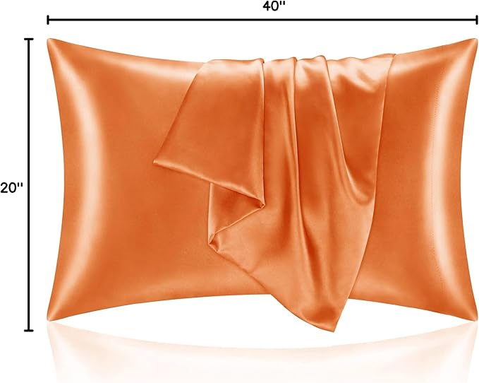 BEDELITE Satin Pillowcase for Hair and Skin, Super Soft and Cooling Similar to Silk Pillow Cases 2 Pack with Envelope Closure, Gift for Women Men(20"x40" King Size, Burnt Orange)