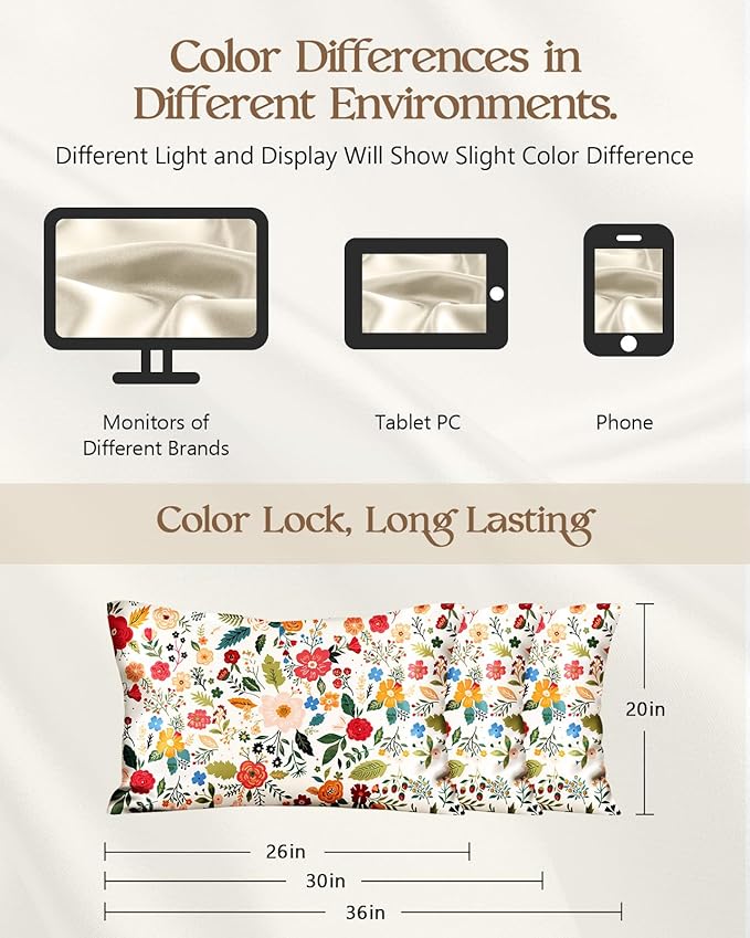 Silk Pillowcase 2 Pack - Cute Pillow Cases 20" x 26" Standard Size Set of 2 for Hair and Skin Smooth Soft Breathable with Hidden Zipper Cooling Pillow Covers for Sleeping, Beige Floral