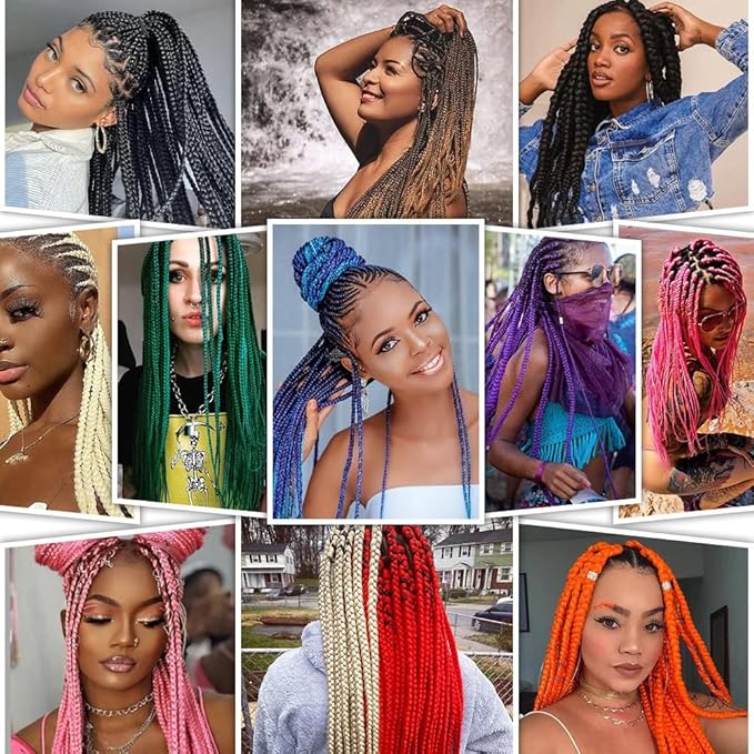 Umylar Hair Extensions 16 '' Pre Stretched Crochet Braids Hair Hot Water Setting Synthetic Hair(3 Packs,Dark Blue/Light Blue#)