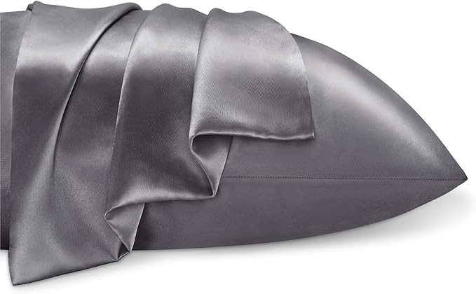 BEDELITE Satin Pillowcase for Hair and Skin, Super Soft and Cooling Similar to Silk Pillow Cases 2 Pack with Envelope Closure, Gift for Women Men(20"x40" King Size, Dark Grey)