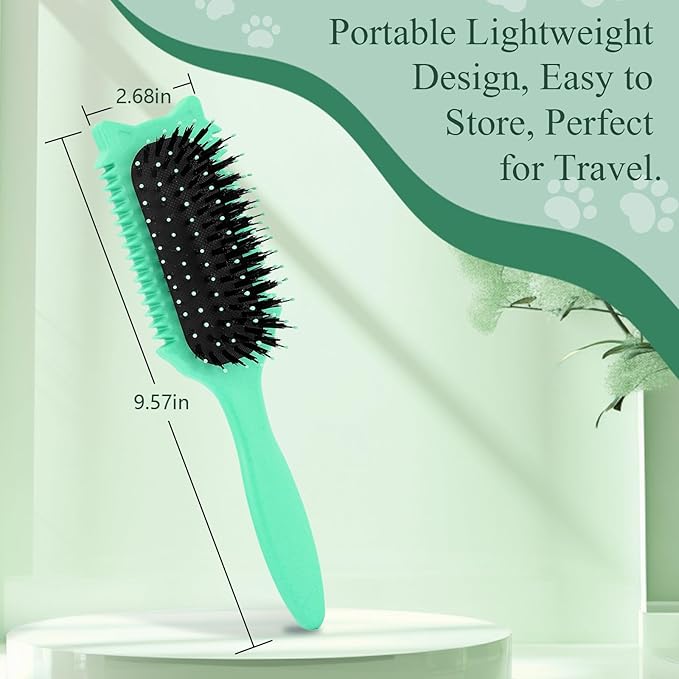 Curly Hair Brush, Curl Defining Brush for Effortless Curly Hair Care, Funny Cat Ear Type Curl Brush Suitable for Wet & Dry Hair,Women and Men,Reduces Frizz (Green)