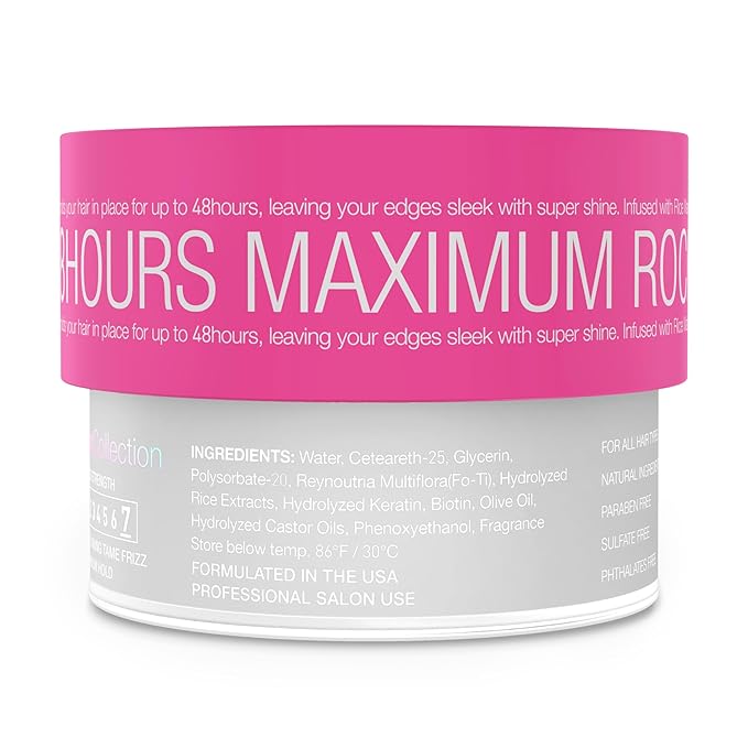 Edge Lux Edge Control Gel with Castor Oil, Keratin, Biotin, and Olive Oil - 48 Hour Maximum Hold, Non-Flaking, Non-Greasy, Scented, Conditioning Styling Gel for All Hair Types