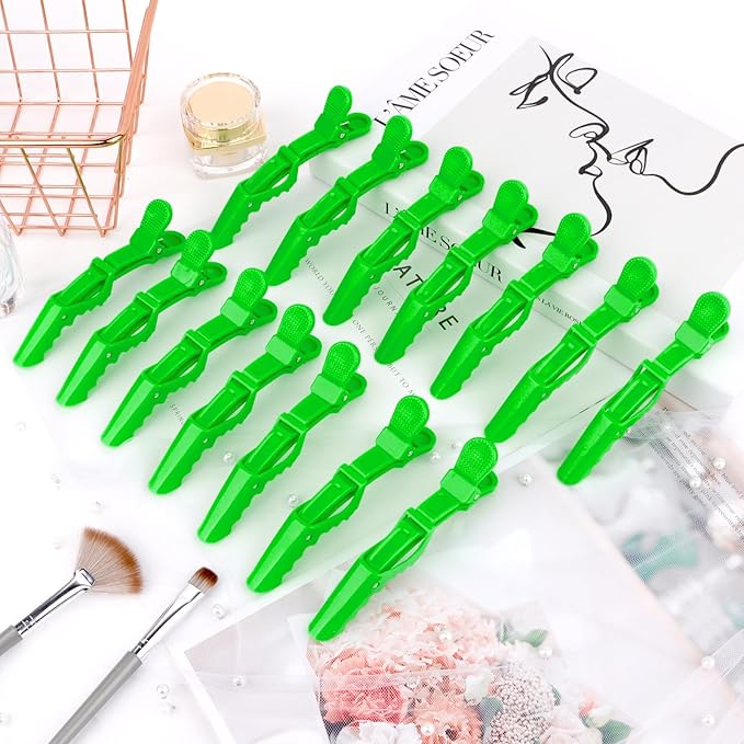 Ondder 14 Pcs Light Green Large Alligator Hair Clips for Hair Styling Sectioning, Professional Strong Hold for Barber Hair Coloring Cutting, Accessories for Women Men Girls Teens