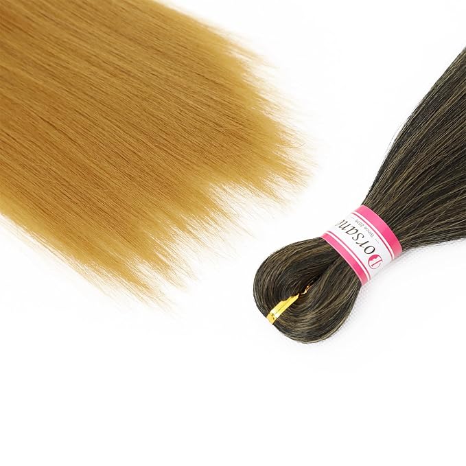 Dorsanee Ombre Honey Blonde Braiding Hair Pre Stretched 20 Inch 8 Packs Braiding Hair Extensions for Crochet Box Braids Twists Locs Hair Itch Free Soft Yaki Texture Hot Water Setting (20inch,#1B/27)