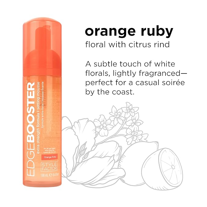 Style Factor EDGE BOOSTER Extra Strength Setting Mousse Travel Size – Frizz Control, Extra Volume, and Conditioning – 2.5oz Orange Ruby Mousse for Curly Hair