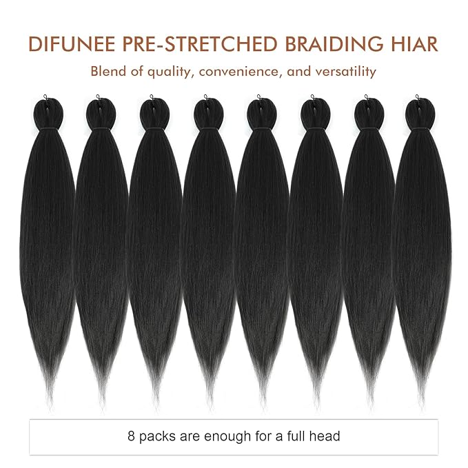 Pre-stretched Braiding Hair - 28 Inch 8 Packs Dark Brown Braiding Hair For Twist or Box Braids, Yaki Texture Hot Water Setting Synthetic Long Braiding Hair Extensions (28 Inch, #2-8P)