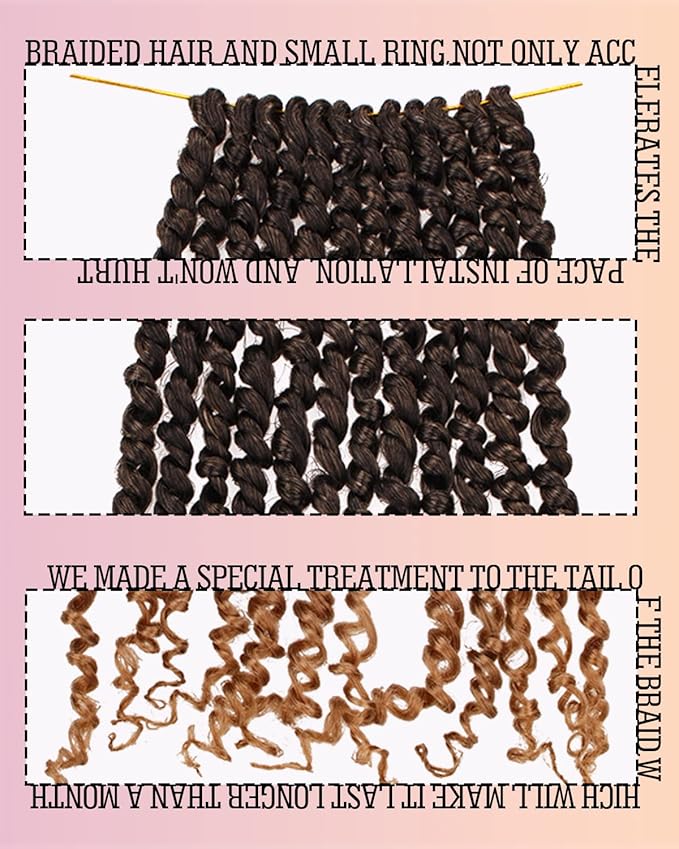 12inch 8packs Passion Twist Crochet Hair-Pre-twisted Passion Twists,Pre-Looped Crochet Braids Made Of Bohemian Hair Synthetic Braiding Hair Extensions (12 Inch(Pack of 8), T27)