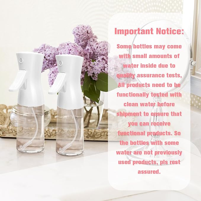 Spray Bottle,Fine Mist Spray for Hair,Ultra-Fine Continuous Spray Bottle for Skincare,Refillable Spray Container,Plant Care,Pet Grooming,Cleaning,Christmas Gift (White)