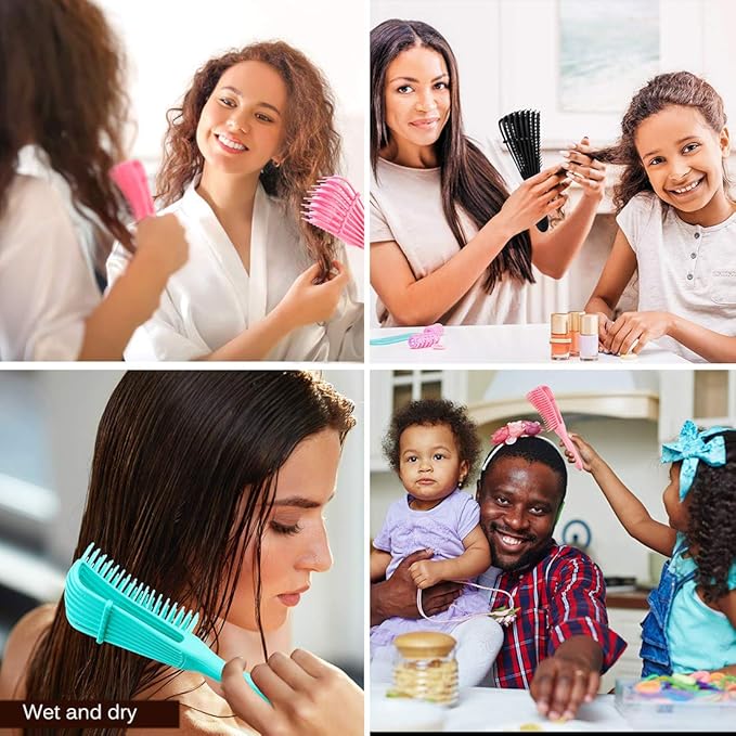 3 Pack Hair Detangler Brush for Afro America/African Textured 3a to 4c Kinky Wavy/Curly/Coily/Wet/Dry/Oil/Thick/Long Hair, Detangling Brush for Natural, Exfoliating Your Scalp for Beautiful