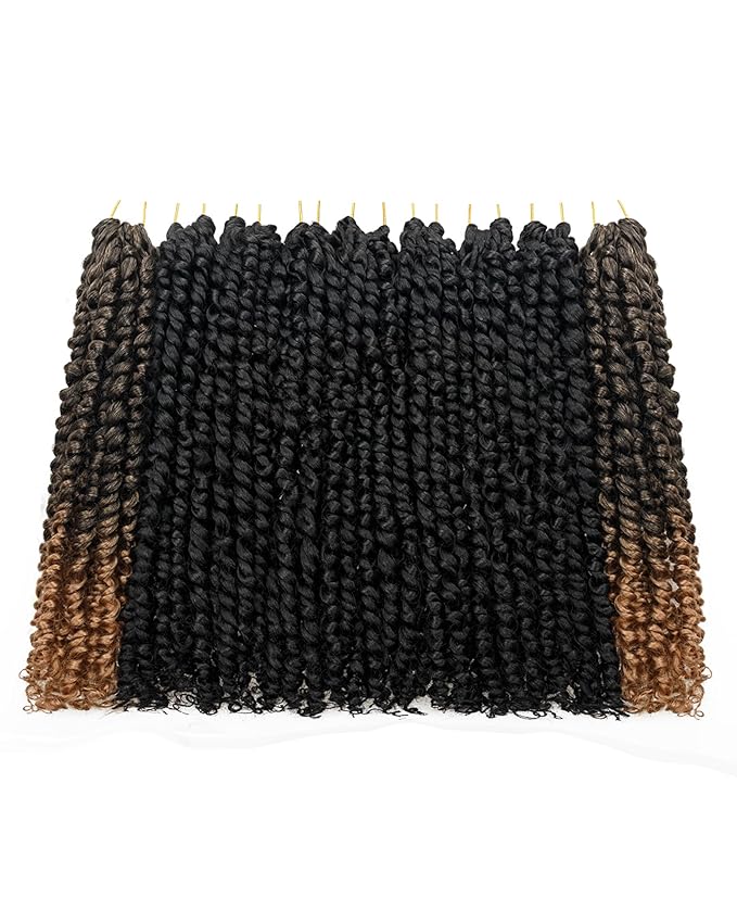 14 Inches 8 Packs Passion Twist Crochet Hair-Mixed Color Combo Pack(6 packs 1B+2 packs T1B/27),Pre-twisted Pre Looped Super Soft & Bouncy Synthetic Hair Extensions For Black Women(14"-8 Packs,1B+T27)