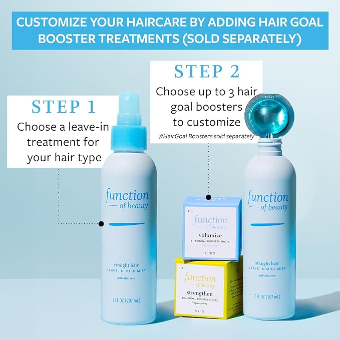 Function of Beauty Straight Leave In Hair Conditioner - Sulfate-Free Leave In Conditioner Treatment for Natural Volume & Shine - Anti-Frizz, Lightweight & Hydrating - Oily Hair Care Products