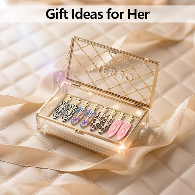 8 Pcs No bend Hair Clips No Crease Makeup Duckbill Clip No Dent Creaseless Flat Alligator Hair Barrettes for Salon Hairstyle Women Girls Accessories Cellulose Acetate(Leopard)