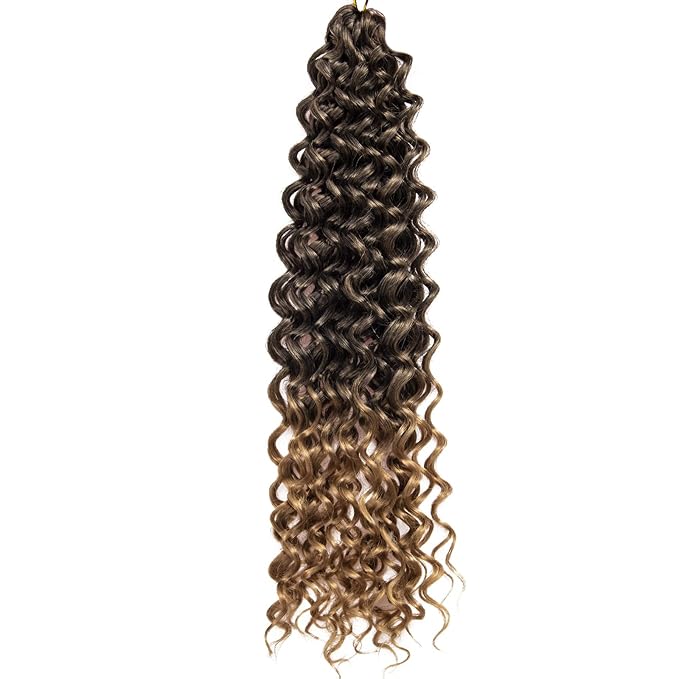 YXCHERISHAIR 8 Packs Curly Crochet Hair GoGo Curl Crochet hair for Women Deep Wave Braiding hair,Synthetic Bohemian Crochett Braid Water Wave Crochett hair Extensions(18inch, 1B/27)