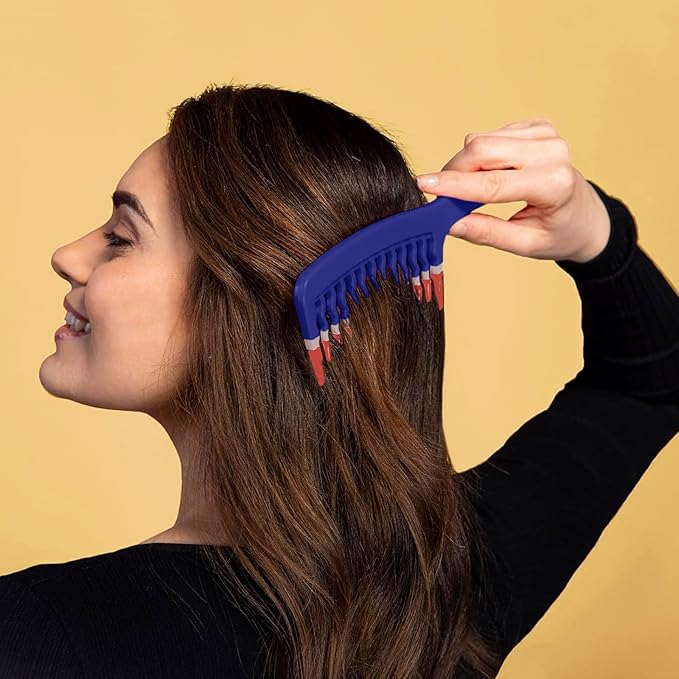 Big Hair Tools Extra Large Wide Tooth Comb for Thick, Curly, Wavy or Long Hair - Frizz-Free Detangling Shower Comb - Big Hair Comb and Microfiber Scrunchie