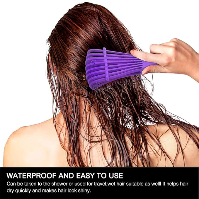 Detangling Brush for Afro American/African 3a to 4c Kinky, Wavy/Curly/Coily Hair - Women's Scalp Massaging Comb for Wet/Dry/Oily/Thick/Long Textured Hair, Knot Detangler (2 pcs, Purple-Pink)