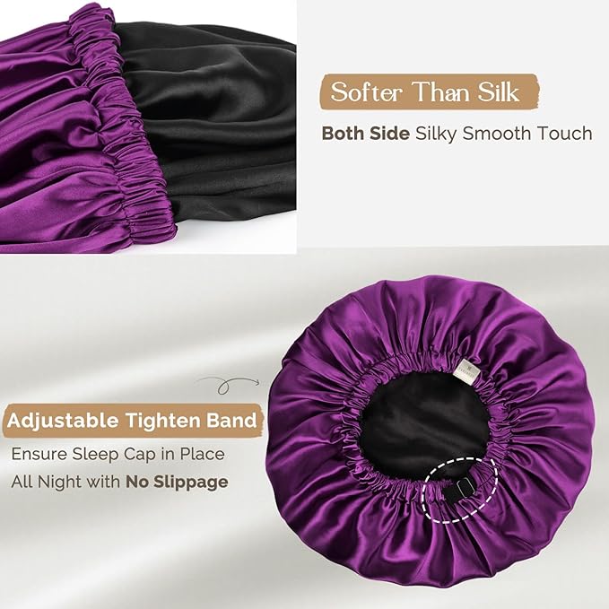 YANIBEST Silk Bonnet Satin Bonnet for Sleeping Women Men, Adjustable Double Layer Hair Bonnet for Curly Braids Reduce Frizz