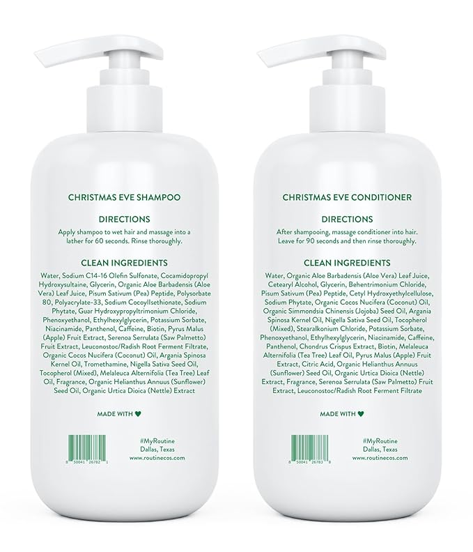 Routine Wellness Anti-Thinning Shampoo and Conditioner Set for Thinning Hair - Biotin DHT Blocker Women & Men - Color Safe Shampoo for Hair Loss & Healthier Hair - Christmas Eve (Pack of 2)