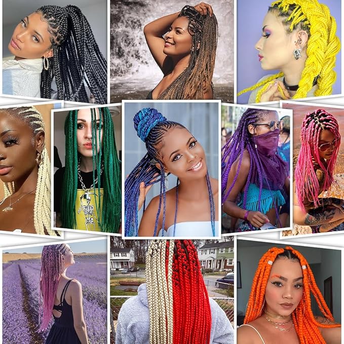 Pre stretched Braiding Hair Extensions Hot Water Setting Synthetic Hair Pre Stretched Crochet Braids Hair 26 Inch Lavender#