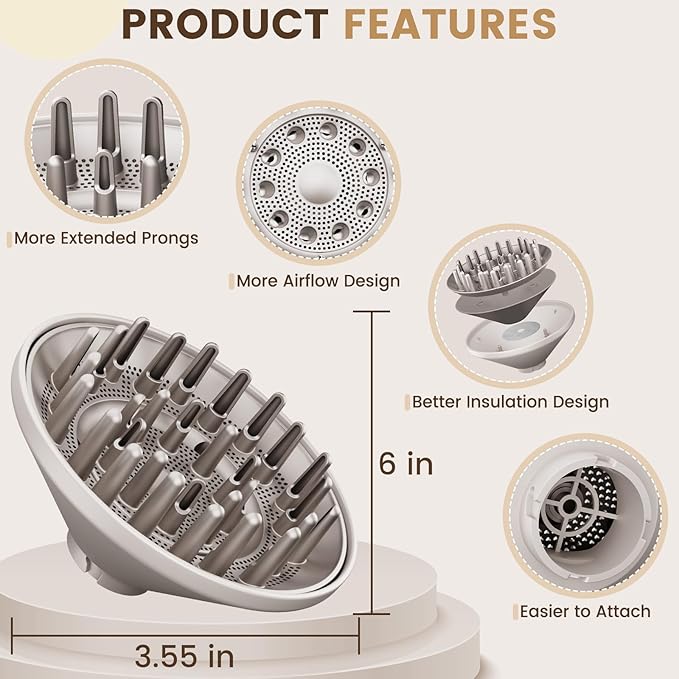 Large Diffuser Attachment for Shark SpeedStyle Hair Dryer, Upgraded Bigger Diffuser for Shark Speed Style Pro/Pro Flex, Dryer Faster and Define Curls Hair