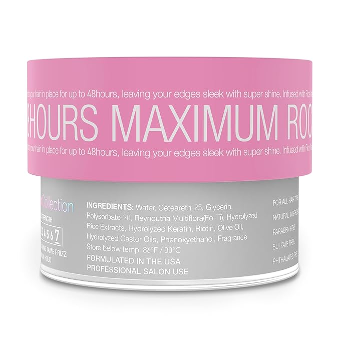 Edge Lux Edge Control Gel with Castor Oil, Keratin, Biotin, and Olive Oil - 48 Hour Maximum Hold, Non-Flaking, Non-Greasy, Scented, Conditioning Styling Gel for All Hair Types
