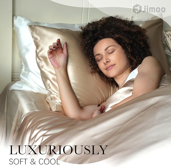 100% Mulberry Silk Pillowcase for Hair and Skin, 22 Momme Pure Natural Silk Pillow Case Both Sided with Zipper, Pillow Cover for Women Mom Men (White, Queen 20''×30'', 1 Pack)