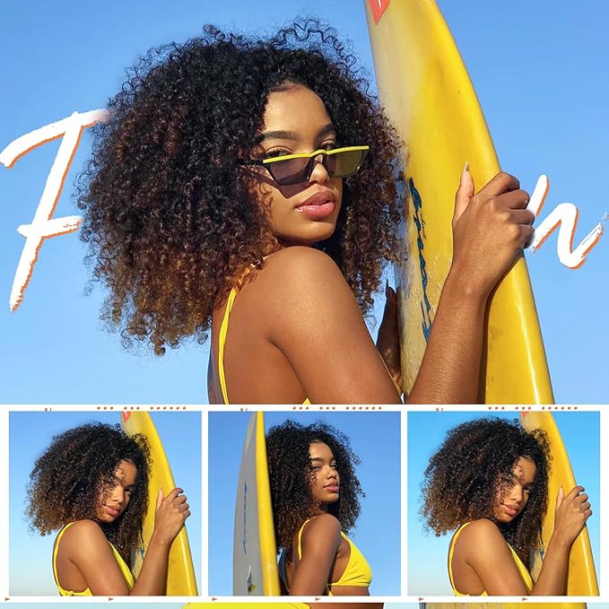 LADY MIRANDA Brown Color Afro kinky Curly Braiding Hair Extensions Jerry Curl Crochet Hair 3X Braid Hair Mixed Dark Brown to Light Brown Short Synthetic Hair Styles (Black&brown)