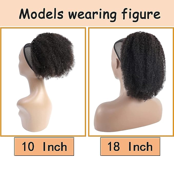 Afro Puff Drawstring Ponytail Human Hair Bun For Black Women 150% Density 10A Brazilian Virgin Human Hair Afro Kinky Curly Clip In Ponytail Extension Human Hair Pieces 150g (22, afro ponytail)
