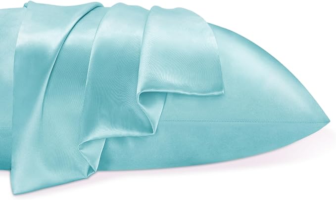 BEDELITE Satin Pillowcase for Hair and Skin, Super Soft and Cooling Similar to Silk Pillow Cases 2 Pack with Envelope Closure, Gift for Women Men(20"x36" King Size, Blue)
