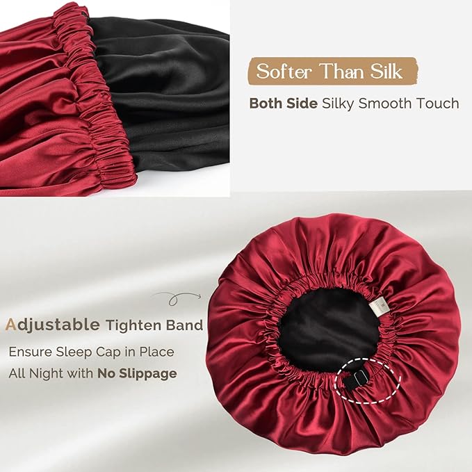 YANIBEST Silk Bonnet Satin Bonnet for Sleeping Women Men, Adjustable Double Layer Hair Bonnet for Curly Braids Reduce Frizz