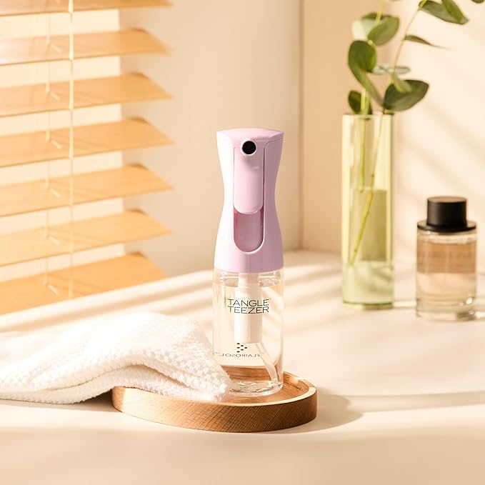 TANGLE TEEZER Travel-Size Fine Mist Continuous Spray Bottle, Reusable and Refillable, for Hair Detangling and Styling, 6.1 oz, Millennial Pink