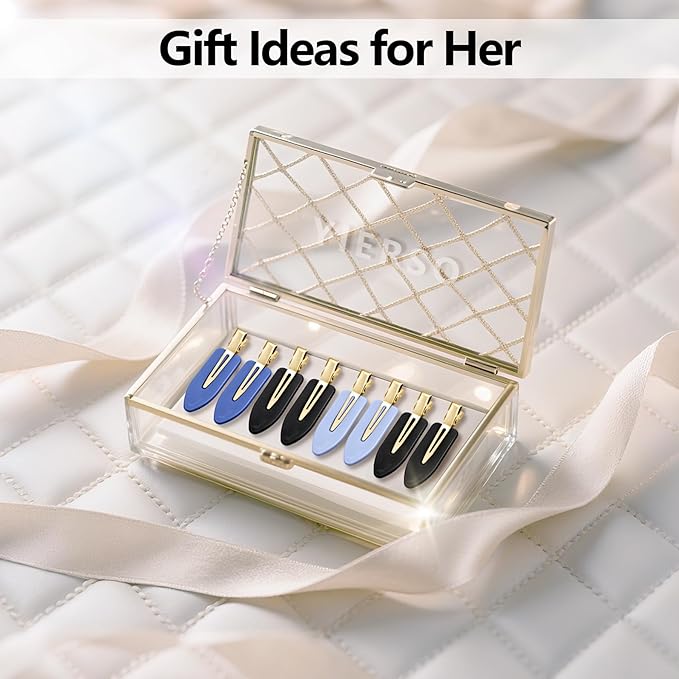 8 Pcs No bend Hair Clips No Crease Makeup Duckbill Clip No Dent Creaseless Flat Alligator Hair Barrettes for Salon Hairstyle Women Girls Accessories Cellulose Acetate(Black Blue)