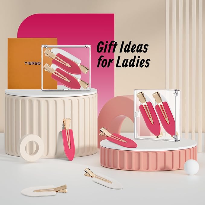 No Bend Hair Clips - Creaseless Flat Duckbill Alligator Barrettes for Hairstyling and Salon Use (8 Pieces, Hot Pink)