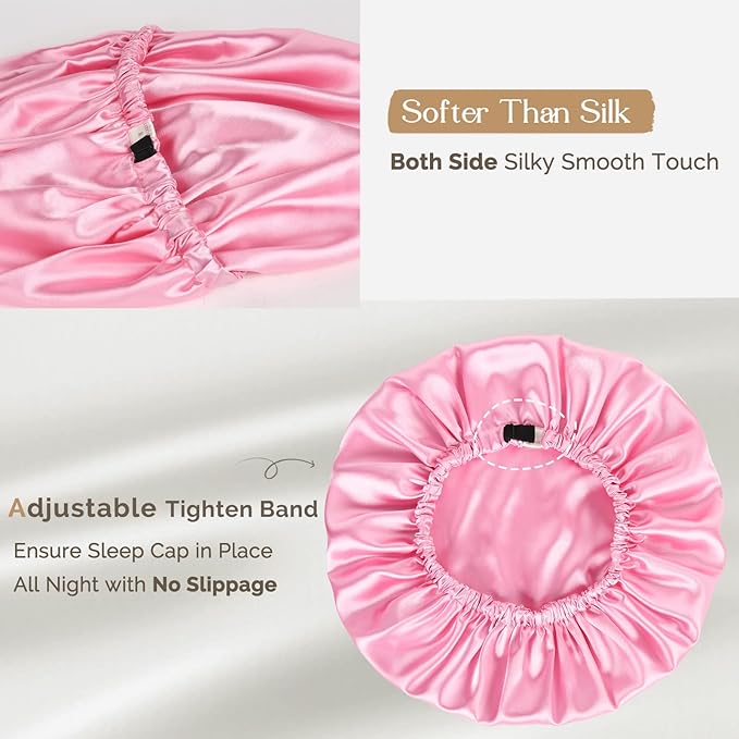 YANIBEST Silk Bonnet Satin Bonnet for Sleeping Women Men, Adjustable Double Layer Hair Bonnet for Curly Braids Reduce Frizz