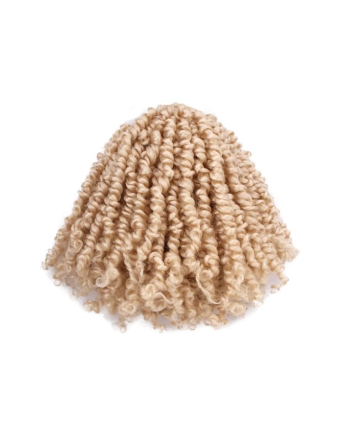 Super Short Passion Twist Crochet Hair for Black Women and Kids-6 Inch 7 Packs Blonde Pre Looped Pre-twisted Passion Twist Hair,Bob Spring Kinky Twist Bohemian Curl(6"-7P,613#)
