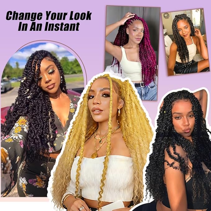 18inch Passion Twist Crochet Hair 96 Stands Pre-Twisted Passion Twist Hair 6 Packs Pre-Looped Passion Twists Braids Synthetic Passion Twist Brown Crochet Braids Hair Extensions (1#, 18 inch)