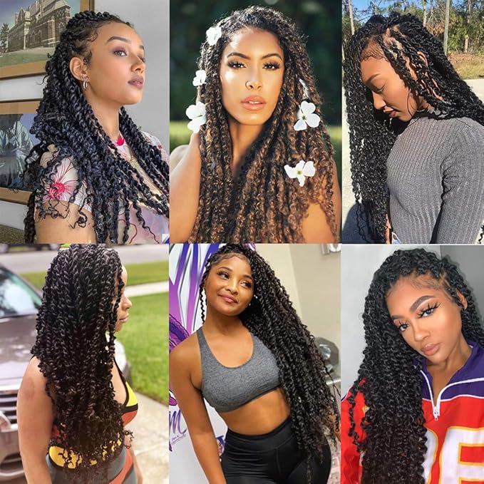 Dorsanee Ombre Blonde Passion Twist Hair 18 Inch 7 Packs Water Wave Crochet Hair Long Bohemian Curly Braiding Hair for Butterfly Locs, Faux Locs, Boho Style Spring Twist Crochet Braids (27/613#)