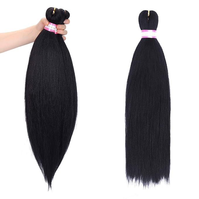 Black Braiding Hair Pre Stretched 20 Inch 8 Packs Braiding Hair Extensions for Crochet Box Braids Twists Locs Hair Itch Free Soft Yaki Texture Hot Water Setting (20inch,#1)