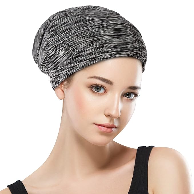 Silk Satin Lined Bonnet Sleep Cap - Adjustable Stay on All Night Hair Wrap Cover Slouchy Beanie for Curly Hair Protection for Women and Men - Black & Pink