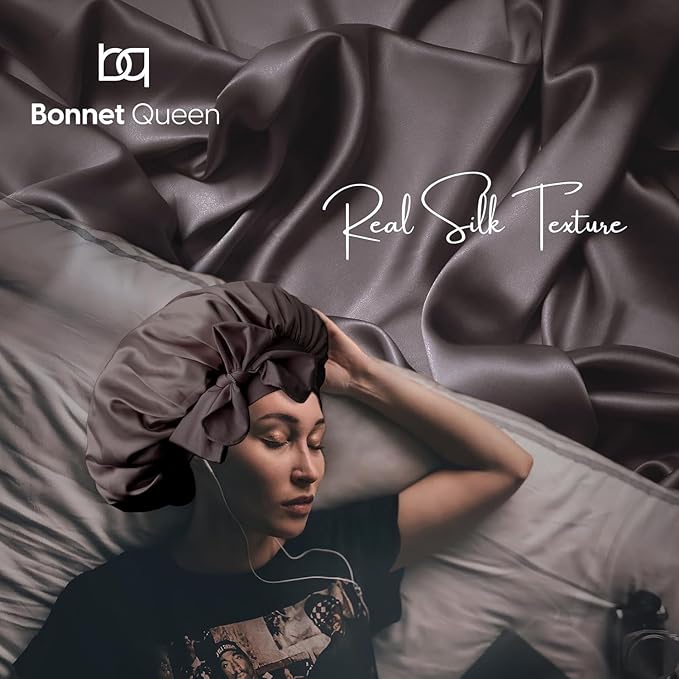 BONNET QUEEN Silk Bonnet for Sleeping Satin Bonnet Hair Bonnet Silk Hair Wrap Head Wraps Tie Bonnet Night Sleep Hat for Natural Hair