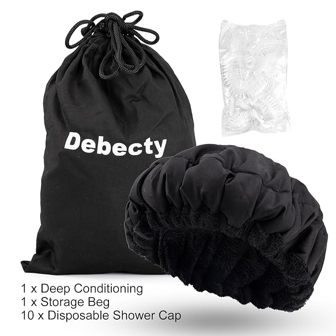 Deep Conditioning , Microwavable Heat Cap for Steaming Hair Styling and Treatment Steam Cap Steaming Haircare Therapy (Black)